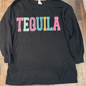 3/$20 Black Sweatshirt with Colorful 'TEQUILA' Print